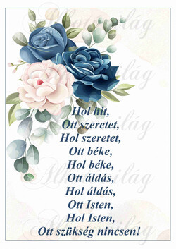 Házi áldás kék-bézs rózsákkal