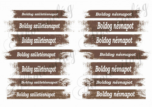 Boldog születésnapot- boldog névnapot feliratok barnás csíkokon