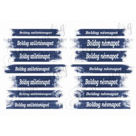   Boldog születésnapot- boldog névnapot feliratok kékes csíkokon