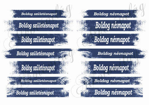 Boldog születésnapot- boldog névnapot feliratok kékes csíkokon