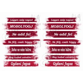 Motivációs szövegek bordós csíkokon