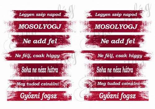 Motivációs szövegek bordós csíkokon
