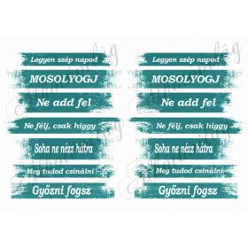 Motivációs szövegek türkizes csíkokon