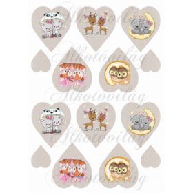   Páros állatkák szívekben Valentin napra, anyák napjára KICSIBEN