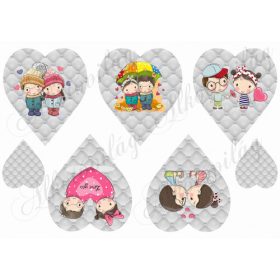 Valentin napi cuki párok diagonál mintás szívekben