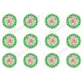 Újévi malackák lóherés koszorúban