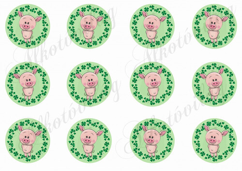 Újévi malackák lóherés koszorúban