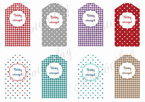 Pöttyös és kockás kártyák BOLDOG NÉVNAPOT FELIRATTAL