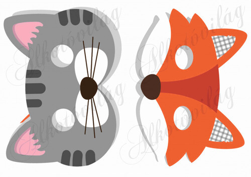 Állatos álarcok - cica, róka