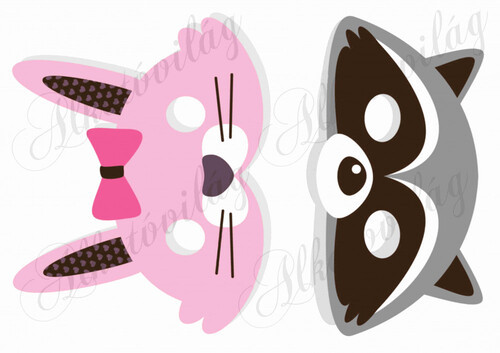 Állatos álarcok - nyuszi, mosómedve