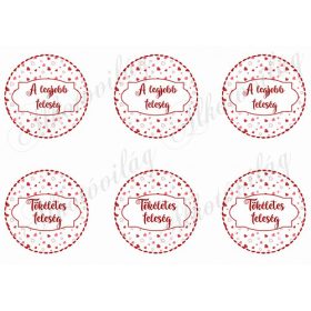   A LEGJOBB FELESÉG-TÖKÉLETES FELESÉG felirat aprócska szíves körökben