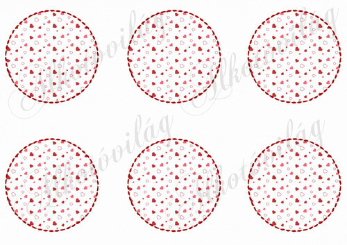 Apró szíves körök varrott széllel