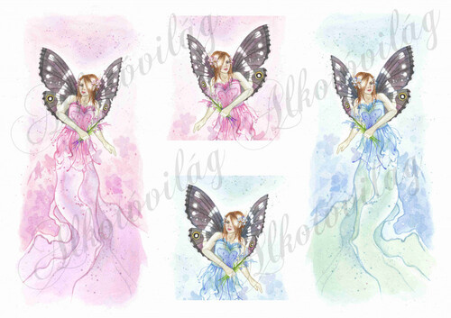 Pillangó tündérek rózsaszín és kék ruhában