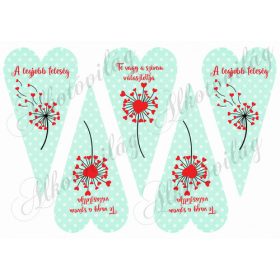 Pitypangok szívekből feliratokkal pöttyös szív alapon 2