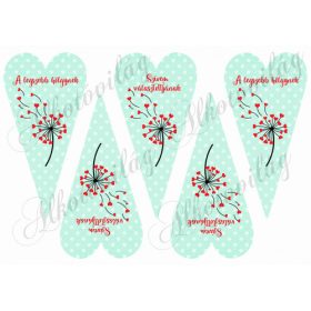 Pitypangok szívekből feliratokkal pöttyös szív alapon