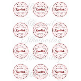 Szeretlek felirat aprócska szíves körökben KICSIBEN