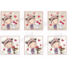 Tüneményes kislány cicával és kutyussal