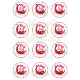   Valentin napi holdon ülő manópár csavart körökben KICSIBEN