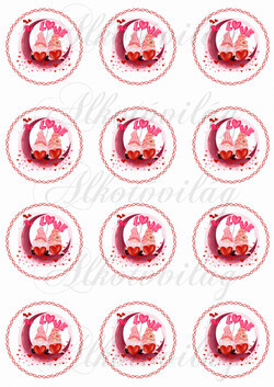 Valentin napi holdon ülő manópár csavart körökben KICSIBEN