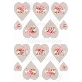 Cuki kutyusok csonttal szövet mintás szíveken KICSIBEN