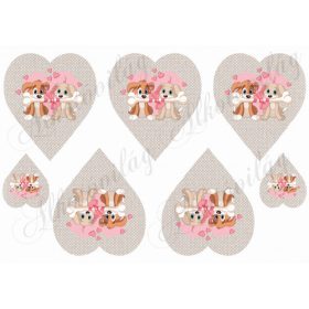 Cuki kutyusok csonttal szövet mintás szíveken