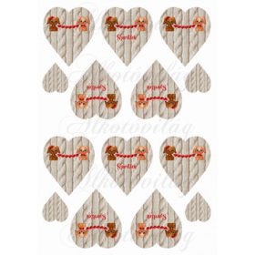   Kutyusok szív füzérrel kötött mintás szíveken KICSIBEN