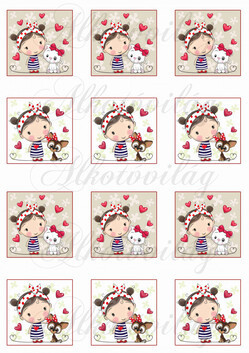 Tüneményes kislány cicával és kutyussal KICSIBEN