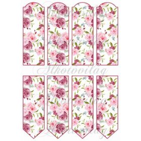 Könyvjelző alapok mályva és rózsaszín rózsákkal 