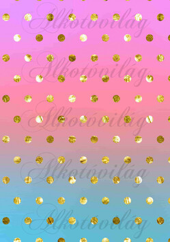 Színátmenetes - pink,kék- arany pöttyökkel