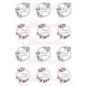   Virágkoszorú hortenziával, kismadarakkal nőnapi feliratokkal KICSIBEN