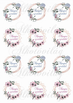 Virágkoszorú hortenziával, kismadarakkal nőnapi feliratokkal KICSIBEN