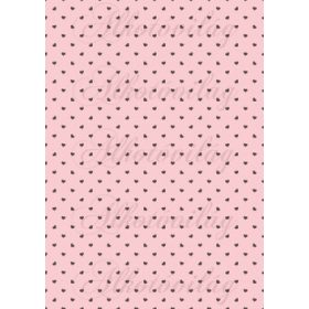 Barna apró szívek rózsaszín alapon