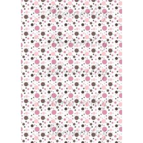 Barna, rózsaszín, pöttyök fehér alapon