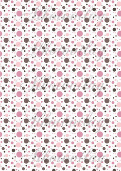 Barna, rózsaszín, pöttyök fehér alapon