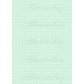 Fehér pöttyök pasztellzöld alapon
