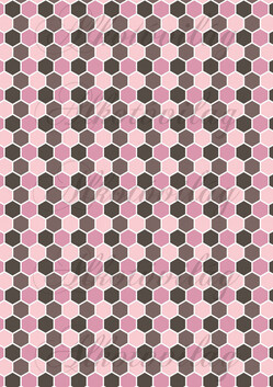 Rózsaszín és barna hatszögek fehér kerettel