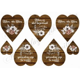 Otthon édes otthon sötét fa szíveken virágokkal