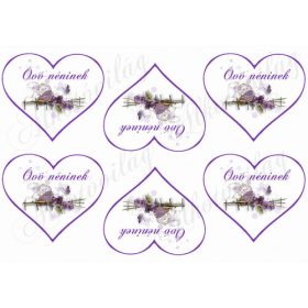 Levendulás szívek Óvó néninek feliratokkal