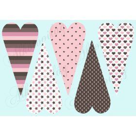 Rózsaszín-barna mintás hosszúkás szívek