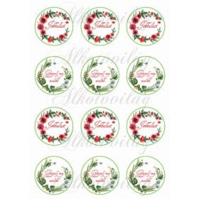   Pipacsos és zöld leveles körök Jobbulást és Gyógyulj meg mielőbb feliratokkal KICSIBEN