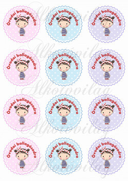 Óvodai ballagásodra pöttyös körök barna hajú kislányokkal KICSIBEN