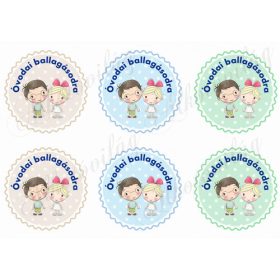   Óvodai ballagásodra pöttyös körök szőke hajú kislánnyal és barna hajú kisfiúval