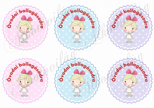 Óvodai ballagásodra pöttyös körök szőke hajú kislányokkal