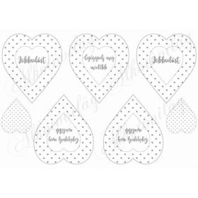   Szürke apró szív mintás szívek Jobbulást és Gyógyulj meg feliratokkal