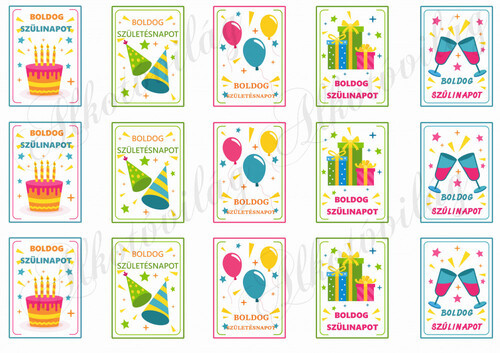 Vidám szülinapi kártyák 6x4 cm