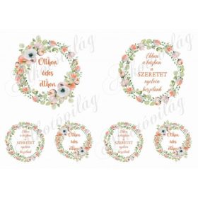   Otthon édes otthon barackvirág színű virágos körökben 10-13 cm-es hímzőkerethez