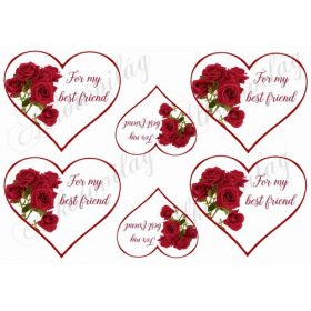 Szívek rózsákkal - FOR MY BEST FRIEND felirattal