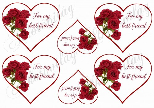 Szívek rózsákkal - FOR MY BEST FRIEND felirattal