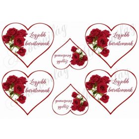 Szívek rózsákkal - LEGJOBB BARÁTOMNAK felirattal