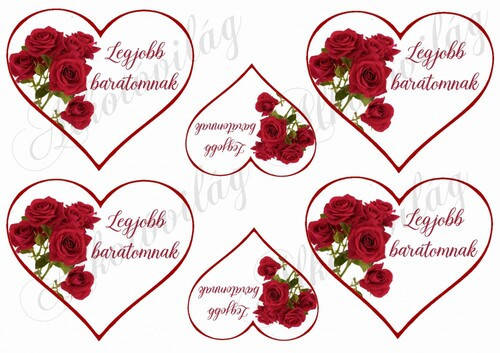 Szívek rózsákkal - LEGJOBB BARÁTOMNAK felirattal